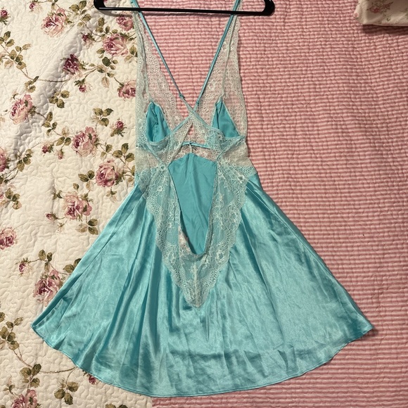 Victoria’s secret blue and white lace slip dress. size M - Picture 2 of 3